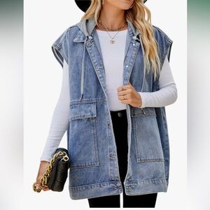 Women's Oversized Denim Vest L